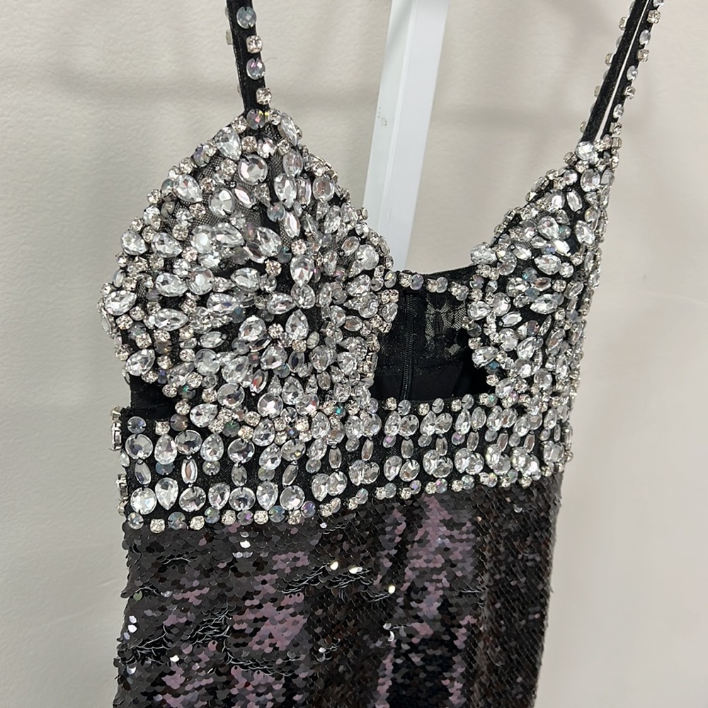 PATBO Hand Beaded Sequin Gown in Black - Picture 8 of 15